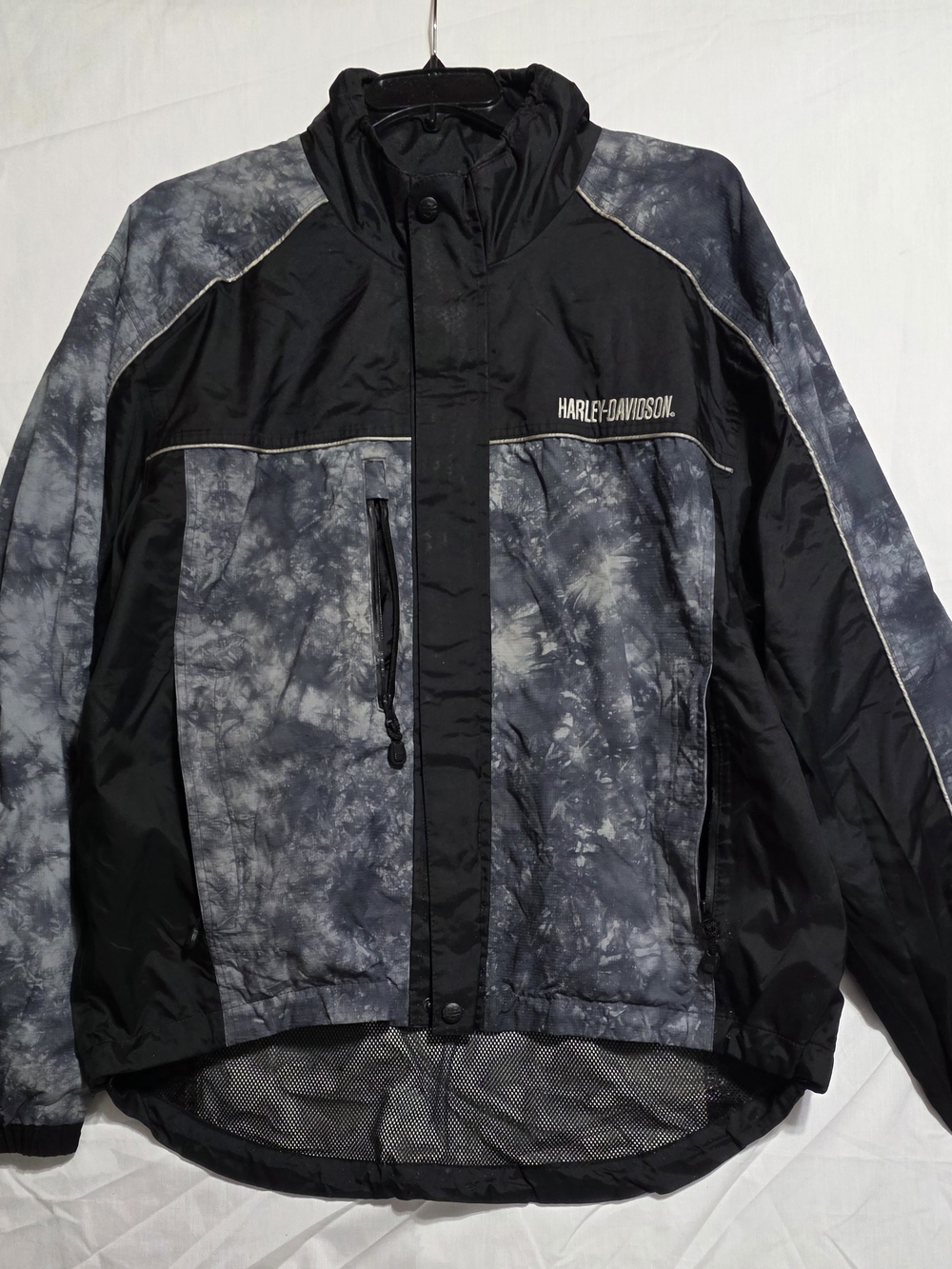 Harley-Davidson Black & Gray Tie-Dye Jacket, Size XL.